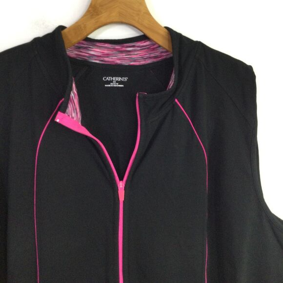 Catherines Womens Breast cancer Vest Full Zip Long Sleeves Black Size 4X Plus - Picture 7 of 16
